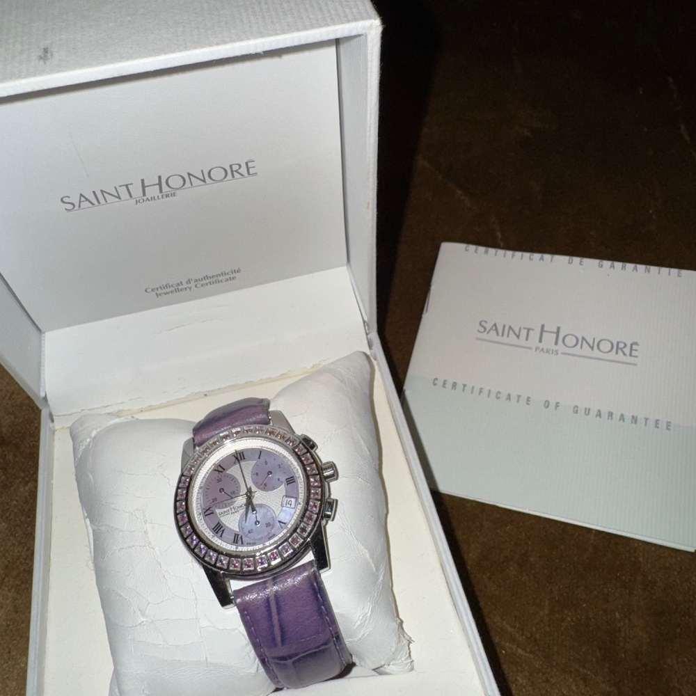Women's watch Saint Honoré Estella Chronograph Amethyst Bezel Purple Dial